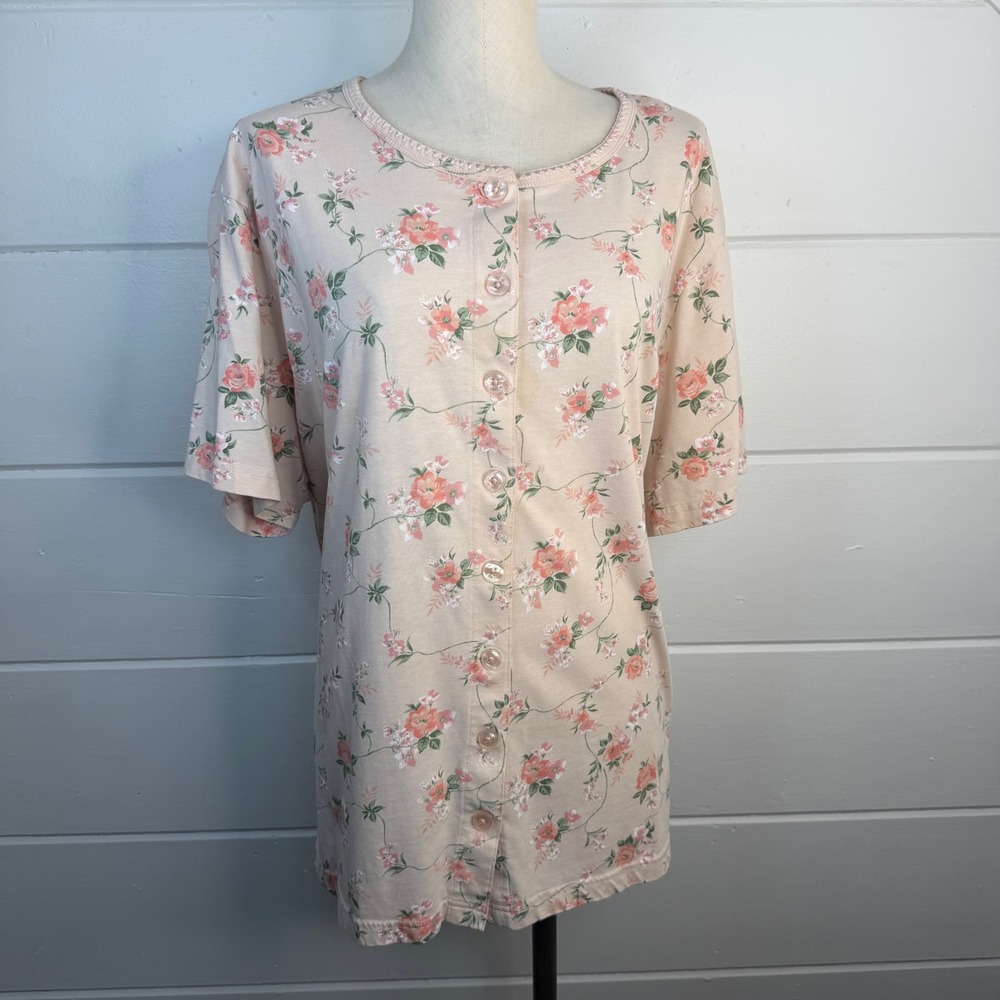 Vintage Y2K 90s Fashion Bug Plus Size Button Down Shirt Floral Cottagecore